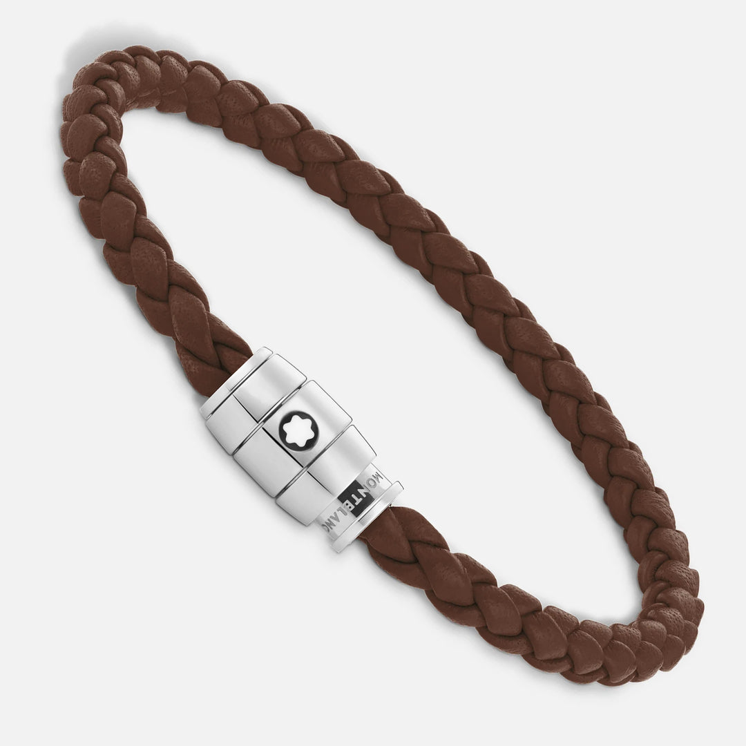 Montblanc 3-Ring-Stahlarmband und Meisterstück Brown Fawn-Leder, Größe M 13600163