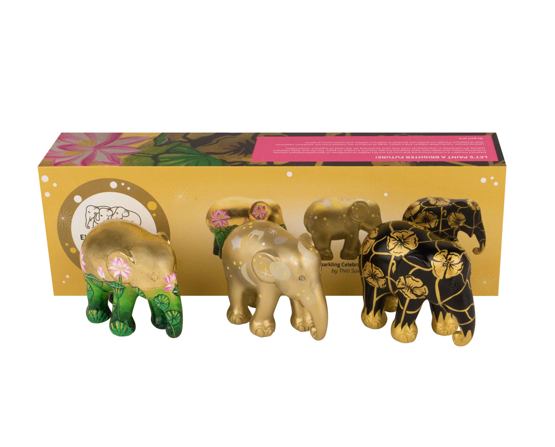 Elephant Parade multipack olifanten Golden Delight - Golden Lotus + Sparkling Celebration Gold + Golden Poppies MULTIPACK GOLDEN DELIGHT