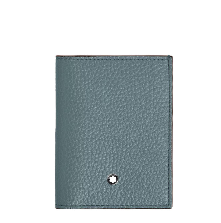Montblanc mini wallet 4 pockets ice blue grained leather 222997