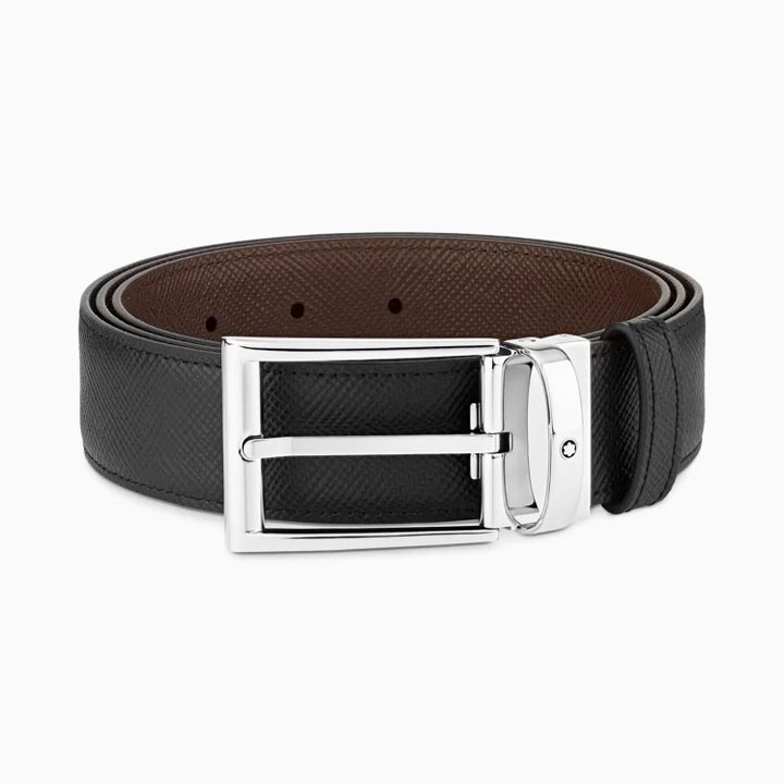 Montblanc Omkeerbare riem in zwart leer/bruin 35 mm 118436