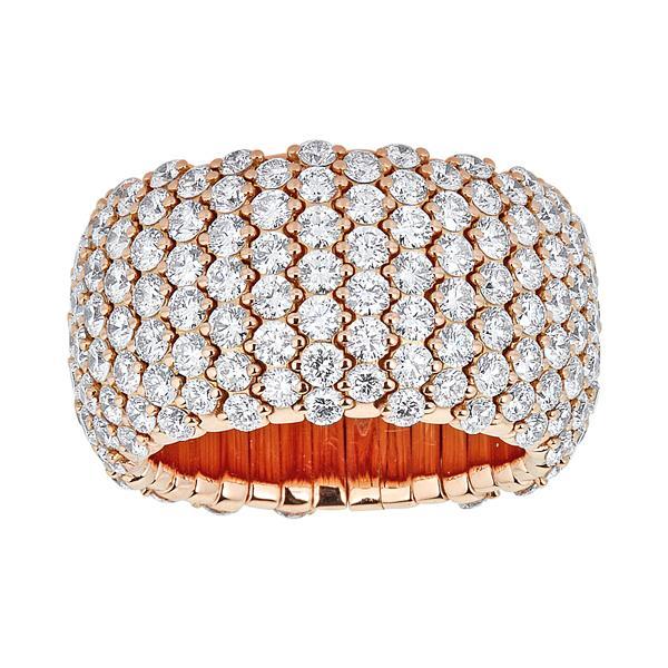 Zydo Roségouden diamanten koepel brede elastische ring 46958
