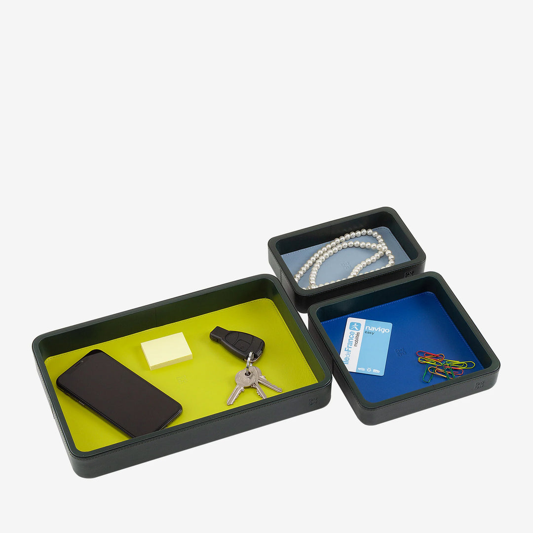 DUDU Set of 3 pcs Leather Pocket Tray, Table Storage Tray Home Desk Office, Key Holder, Coins, Telephone