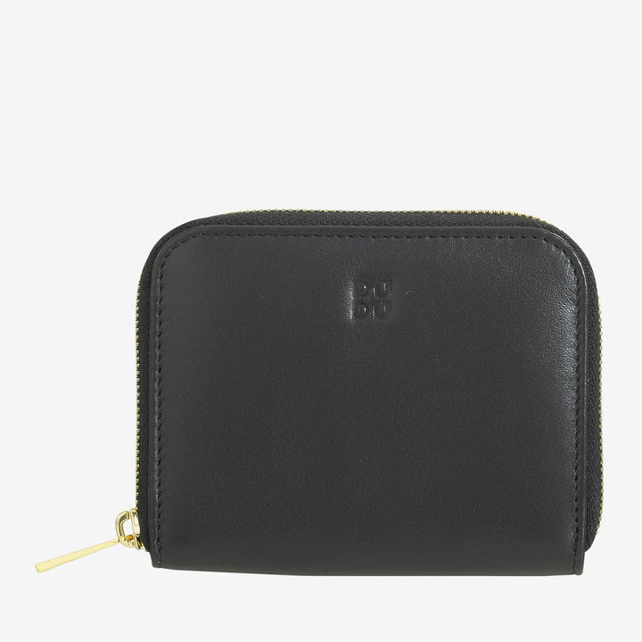 DUDU kleine portemonnee voor heren en dames van gekleurd leer met ritssluiting, kaartvakken, compacte portemonnee