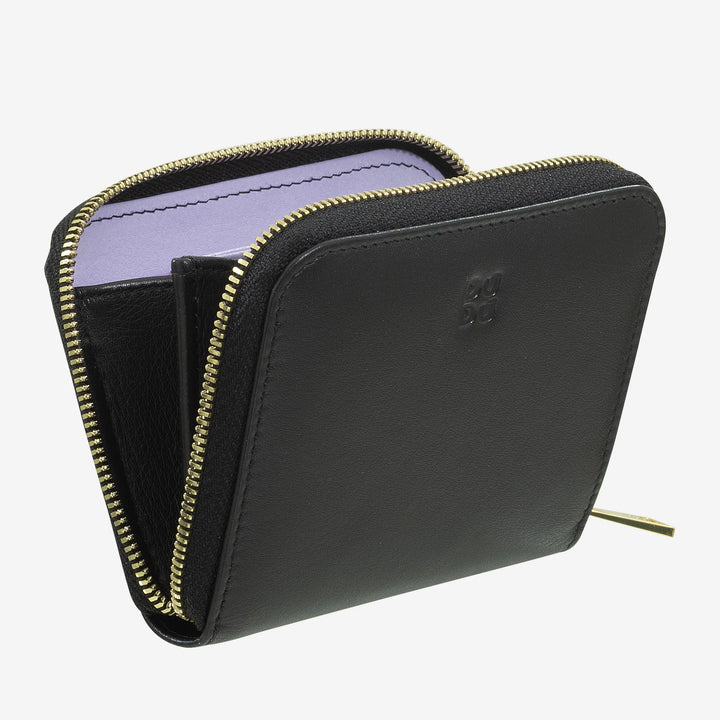 DUDU kleine portemonnee voor heren en dames van gekleurd leer met ritssluiting, kaartvakken, compacte portemonnee