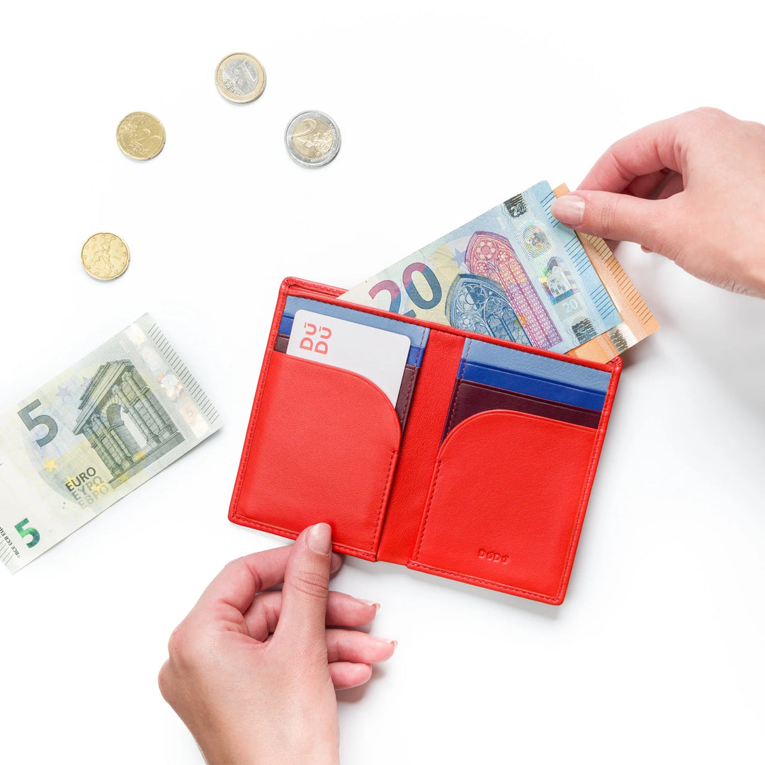 DUDU Kleine Herren-Geldbörse aus Leder, kompakte schlanke Herren-Geldbörse mit Kreditkartenhalter, Bargeld-Banknotenhalter, Münzgeldbörse mit Reißverschluss, mit RFID-Schutz