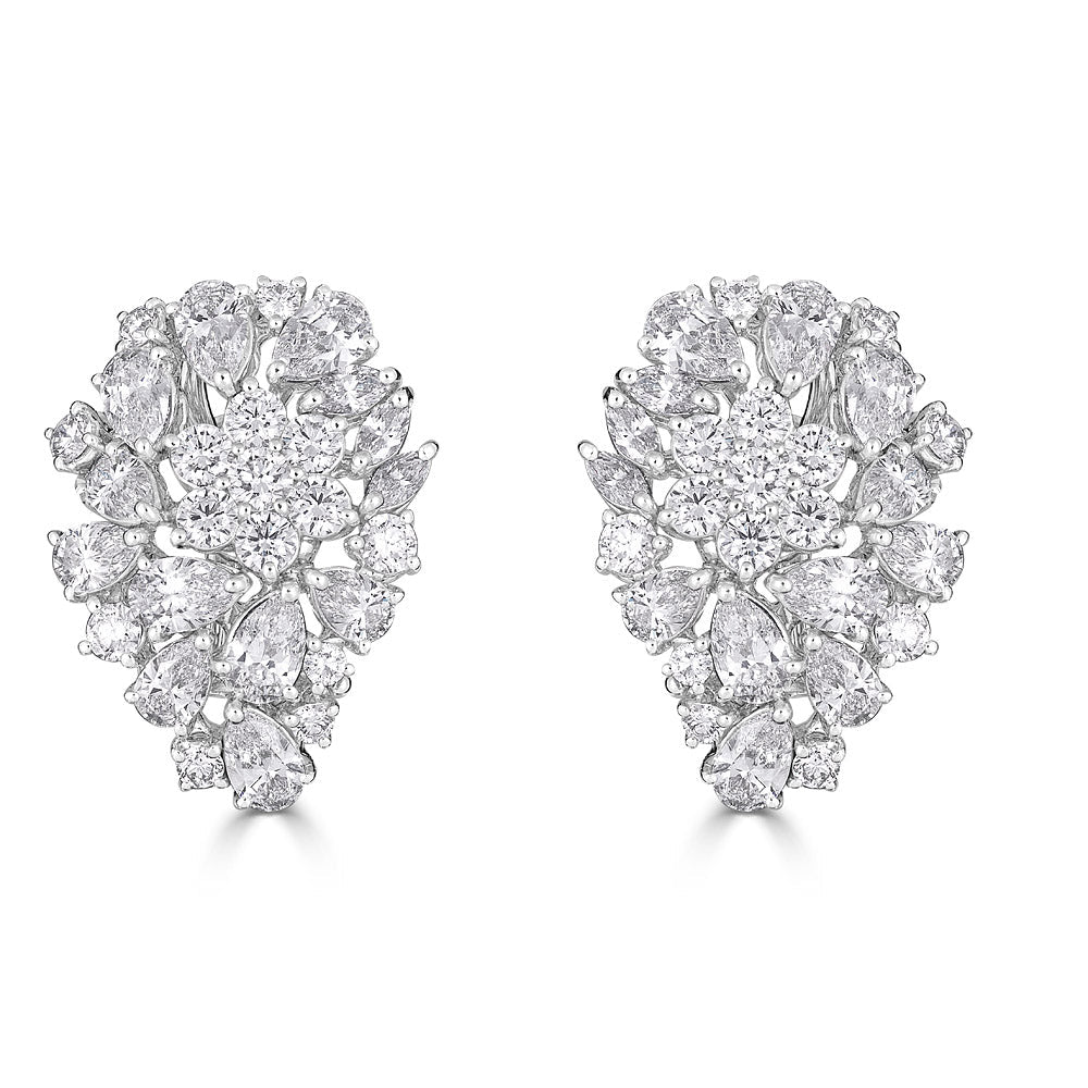 Zydo bloemvormige oorbellen met diamanten witgoud 54011