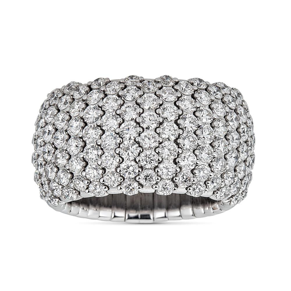 Zydo koepelvormige elastische ring met diamanten gezet in half witgoud 56556