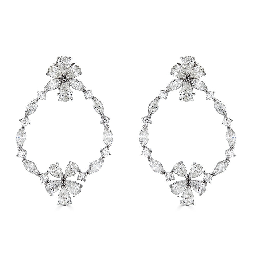 Zydo oorringen met druppelvormige diamanten witgoud 56803