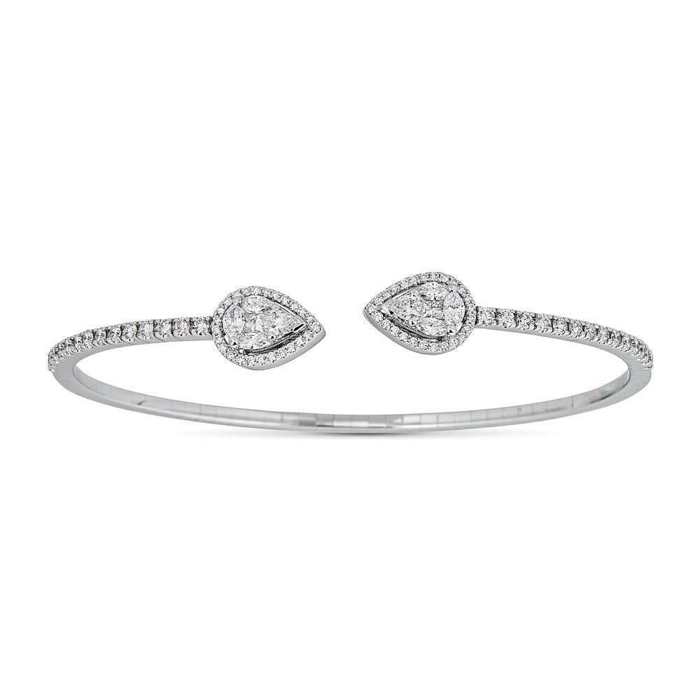 Zydo open armband met dubbele illusie peervorm witgoud 58262