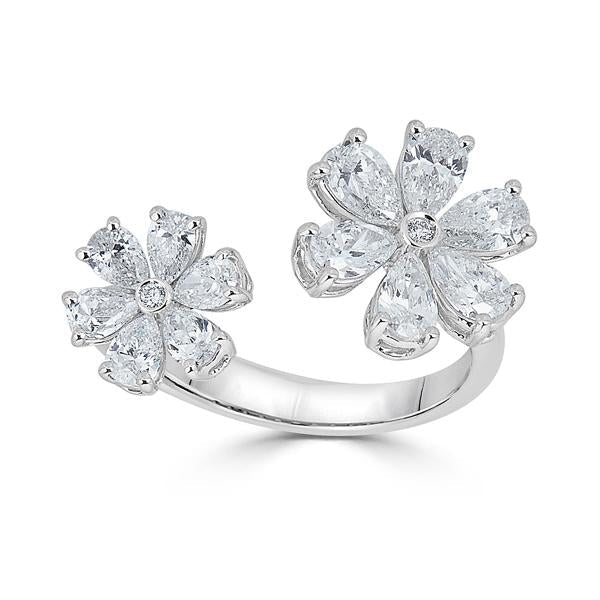 Zydo Doppelblumenring mit birnenförmigen Diamanten im Rundschliff, Roségold 58680