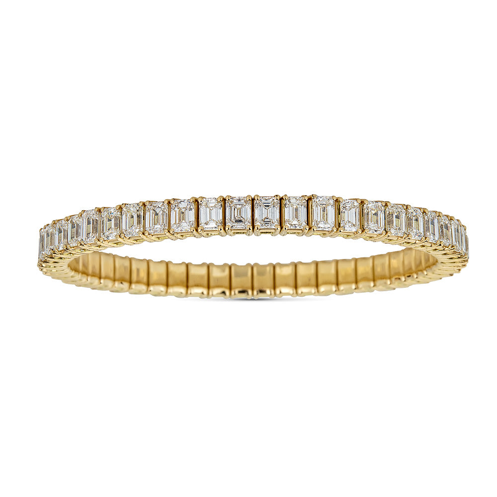 Zydo elastisches Armband mit smaragdförmigen Diamanten, Gelbgold 58705