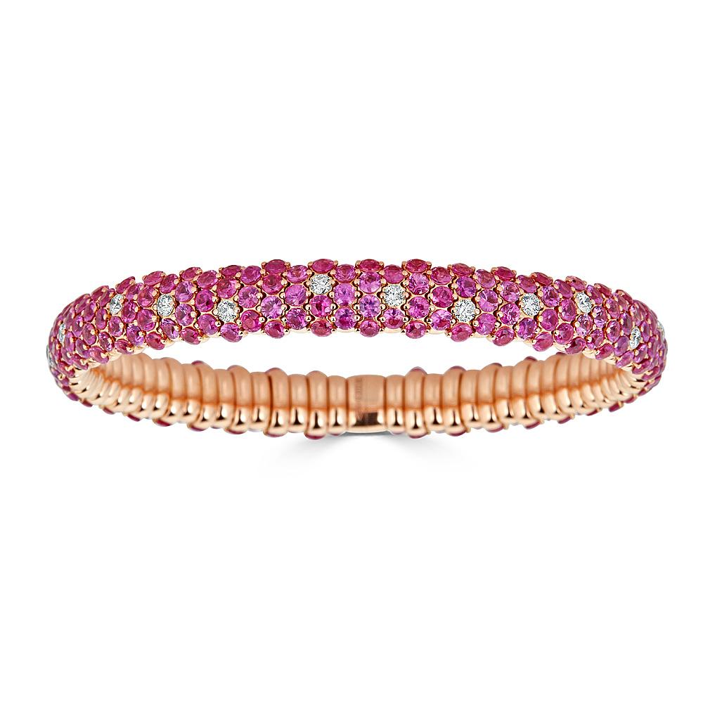 Zydo domed elastic bracelet in pink sapphire rose gold Pink sapphire 61551