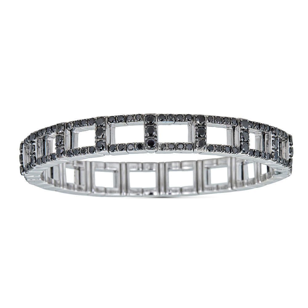 Zydo elastisches Armband mit schwarzen Diamanten, Weißgold 59734