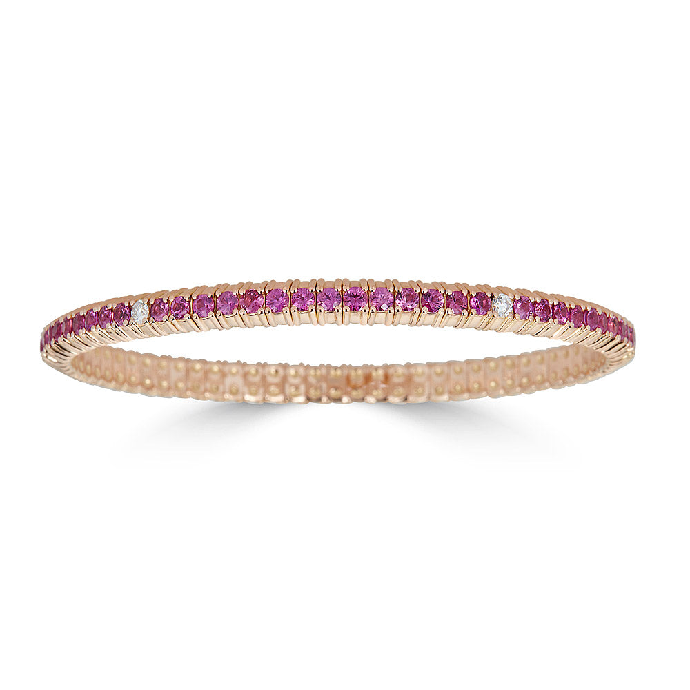 Zydo roze saffier elastische armband met roze gouden diamanten roze saffier 59940