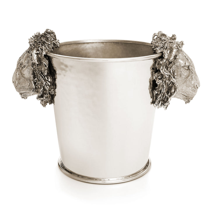 Giovanni Raspini Champagnerkübel mit Löwenköpfen – Champagnerkübel aus weißer Bronze – B0618