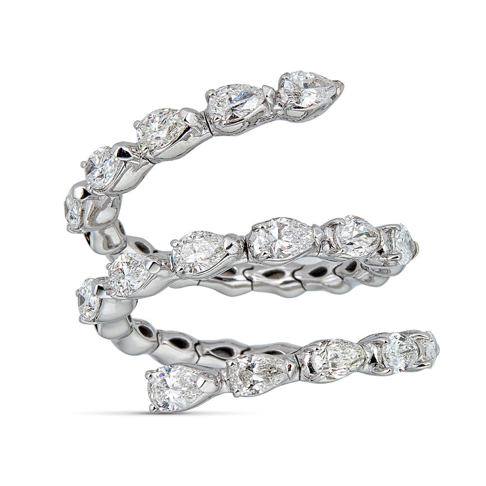 Zydo spiraalring met peervormige diamanten witgoud 60179