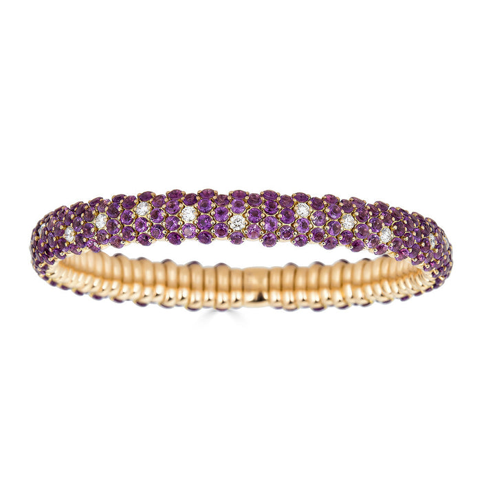 Zydo roségouden amethist koepelvormige elastische armband 60862