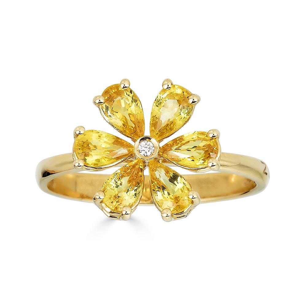 Zydo-Ring mit Diamantblume und roségoldfarbenen Edelsteinen 62221