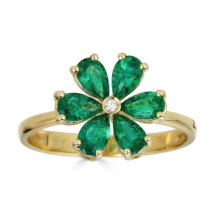 Zydo-Ring mit Diamantblume und gelbgoldfarbenen Edelsteinen 62220