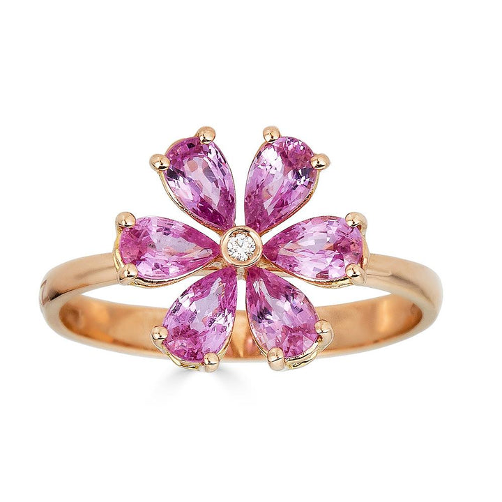 Zydo-Ring mit Diamantblume und gelbgoldfarbenen Edelsteinen 62220