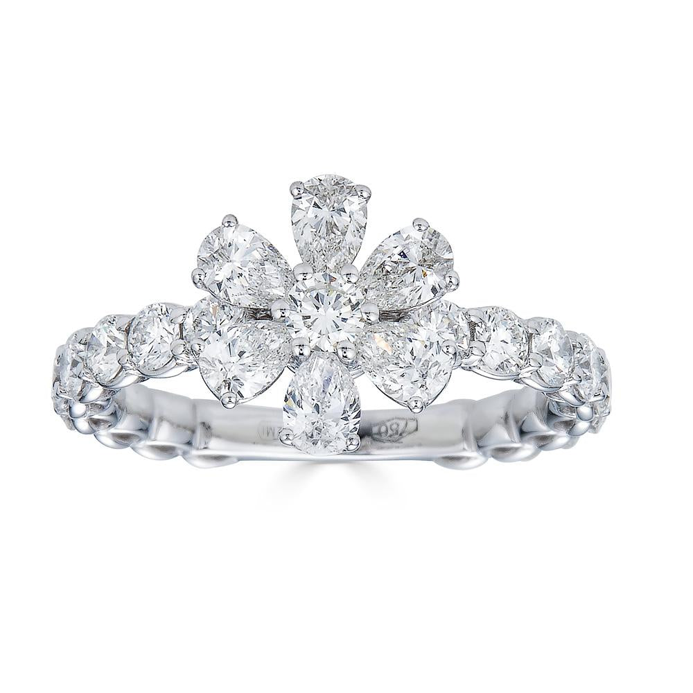Zydo-Ring mit Diamantblume in Weißgold 63134