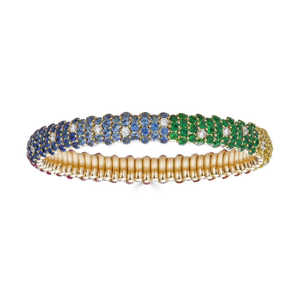 Zydo geelgouden regenboog koepelvormige elastische armband 63182