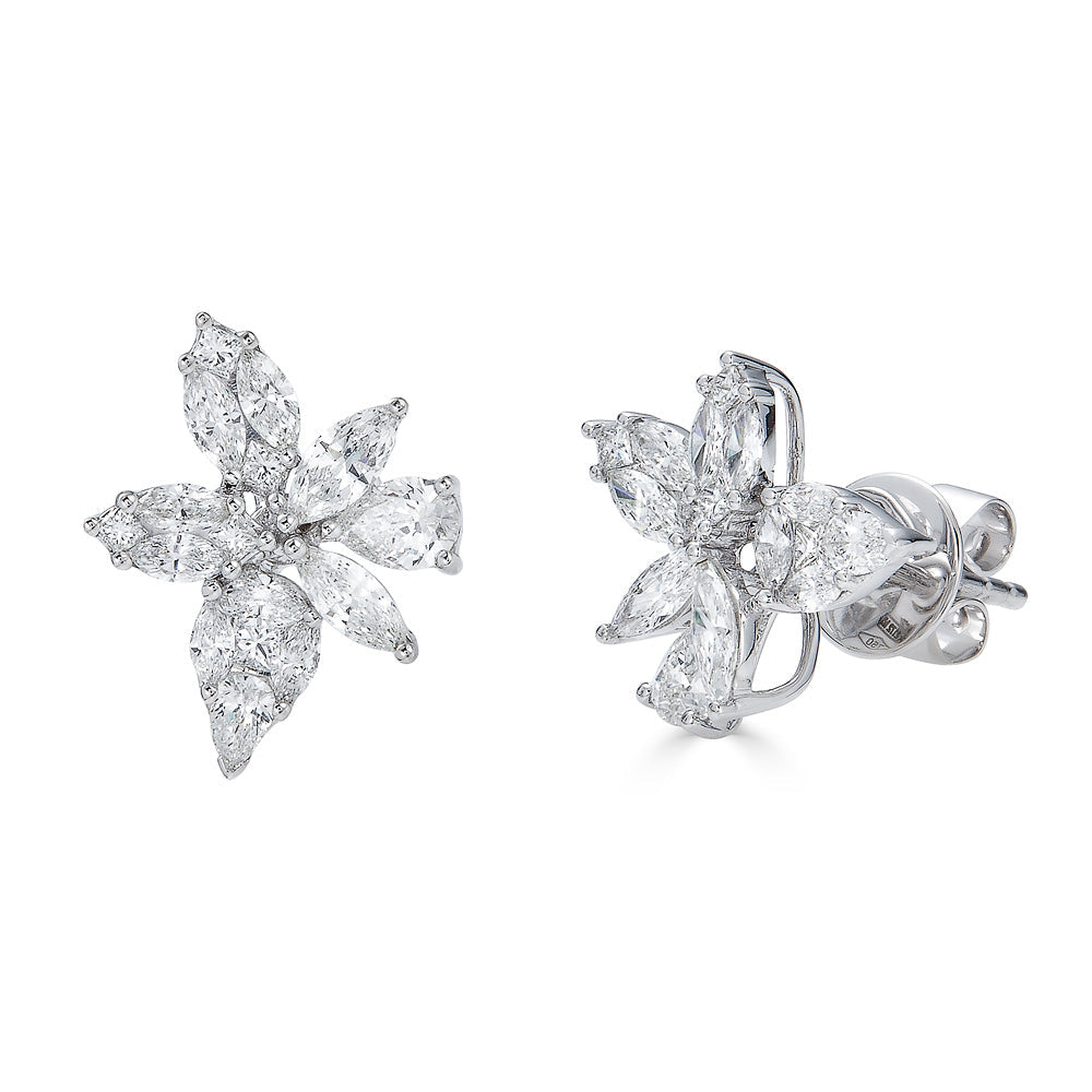 Zydo illusie diamanten clusteroorbellen set witgoud 63221