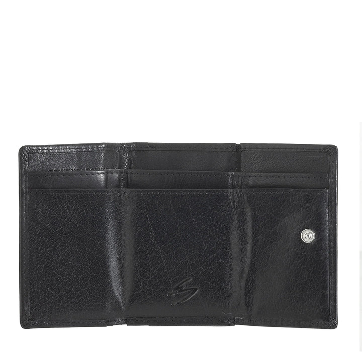 Nuvola Pelle Kleine Herrenbrieftasche aus Büffelleder, dreifach faltbar, mit Münzfach, Geldscheinhalter und Münzfach