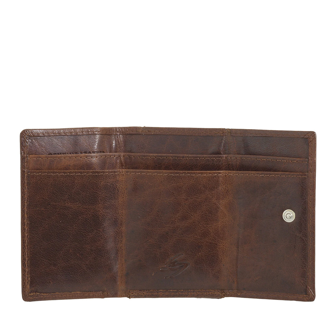 Nuvola Pelle Kleine Herrenbrieftasche aus Büffelleder, dreifach faltbar, mit Münzfach, Geldscheinhalter und Münzfach