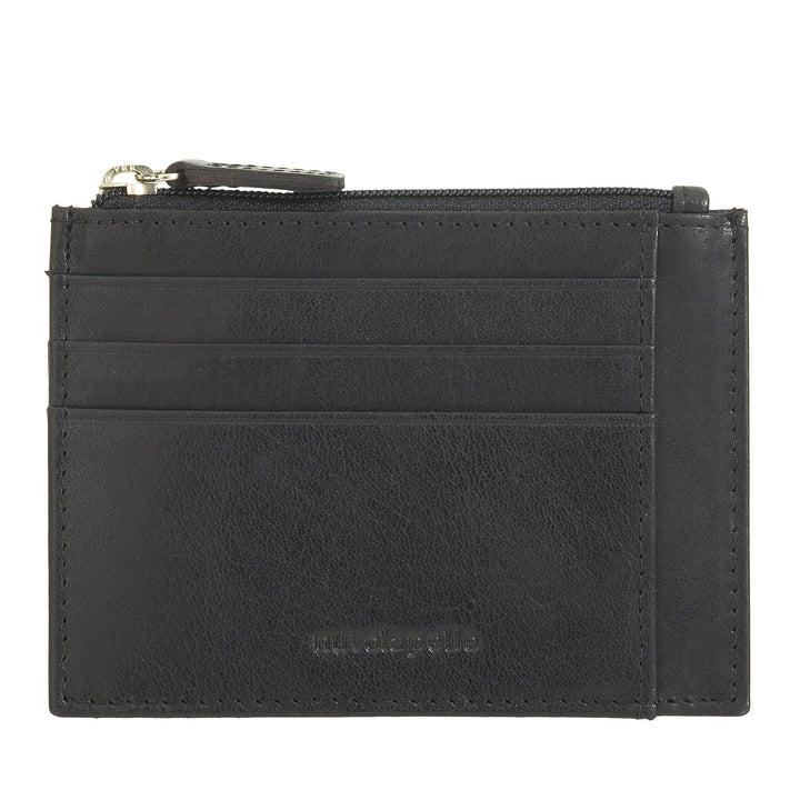 Nuvola Pelle Slim Pocket-creditcardhouder van leer voor heren met portemonnee met ritssluiting