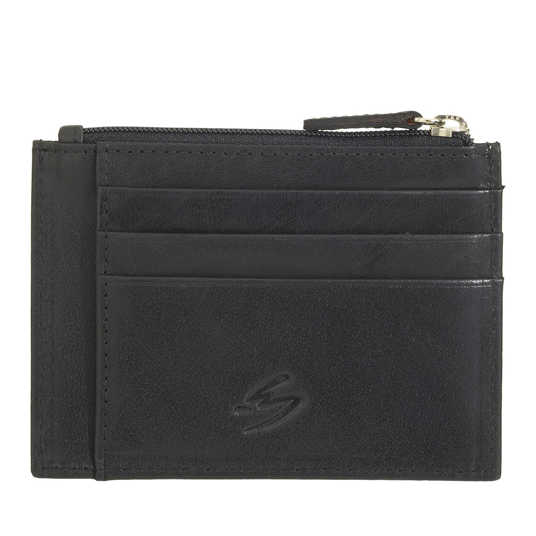 Nuvola Pelle Slim Pocket-creditcardhouder van leer voor heren met portemonnee met ritssluiting