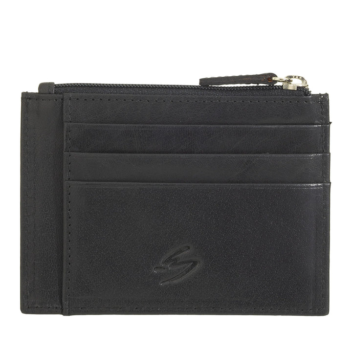 Nuvola Pelle Slim Pocket-creditcardhouder van leer voor heren met portemonnee met ritssluiting