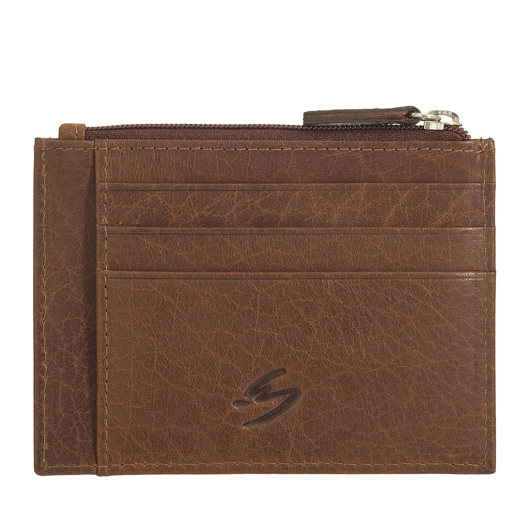 Nuvola Pelle Slim Pocket-creditcardhouder van leer voor heren met portemonnee met ritssluiting