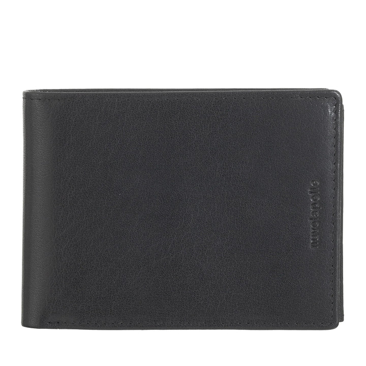Nuvola Pelle Herren-Brieftasche aus Büffelleder mit Münzfach – klassische Geldbörse mit Innenreißverschluss, Kreditkarten- und Geldscheinfächern, Fotohalter