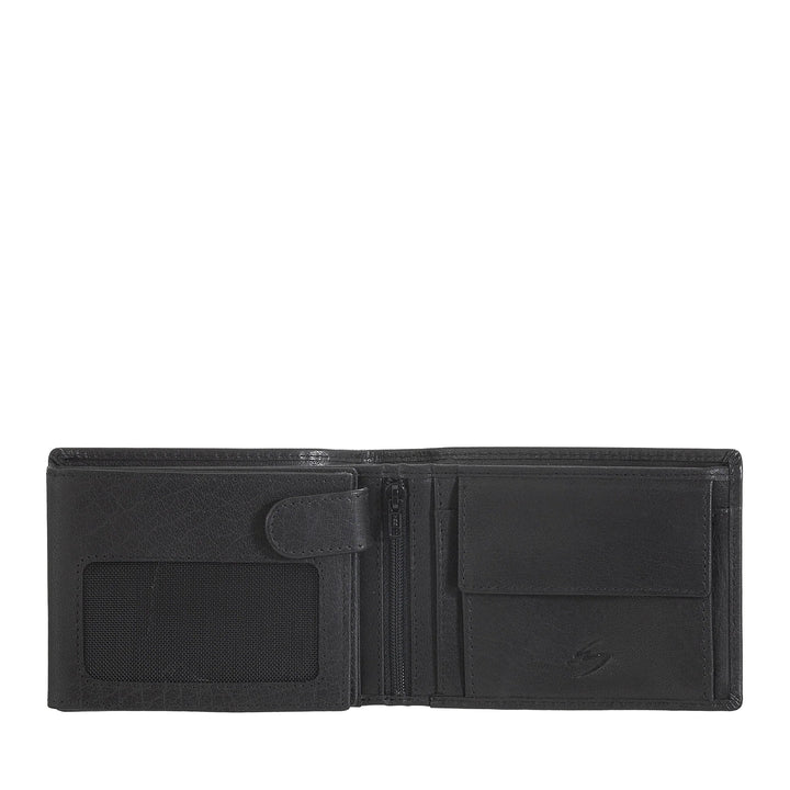 Nuvola Pelle Herren-Brieftasche aus Büffelleder mit Münzfach – klassische Geldbörse mit Innenreißverschluss, Kreditkarten- und Geldscheinfächern, Fotohalter