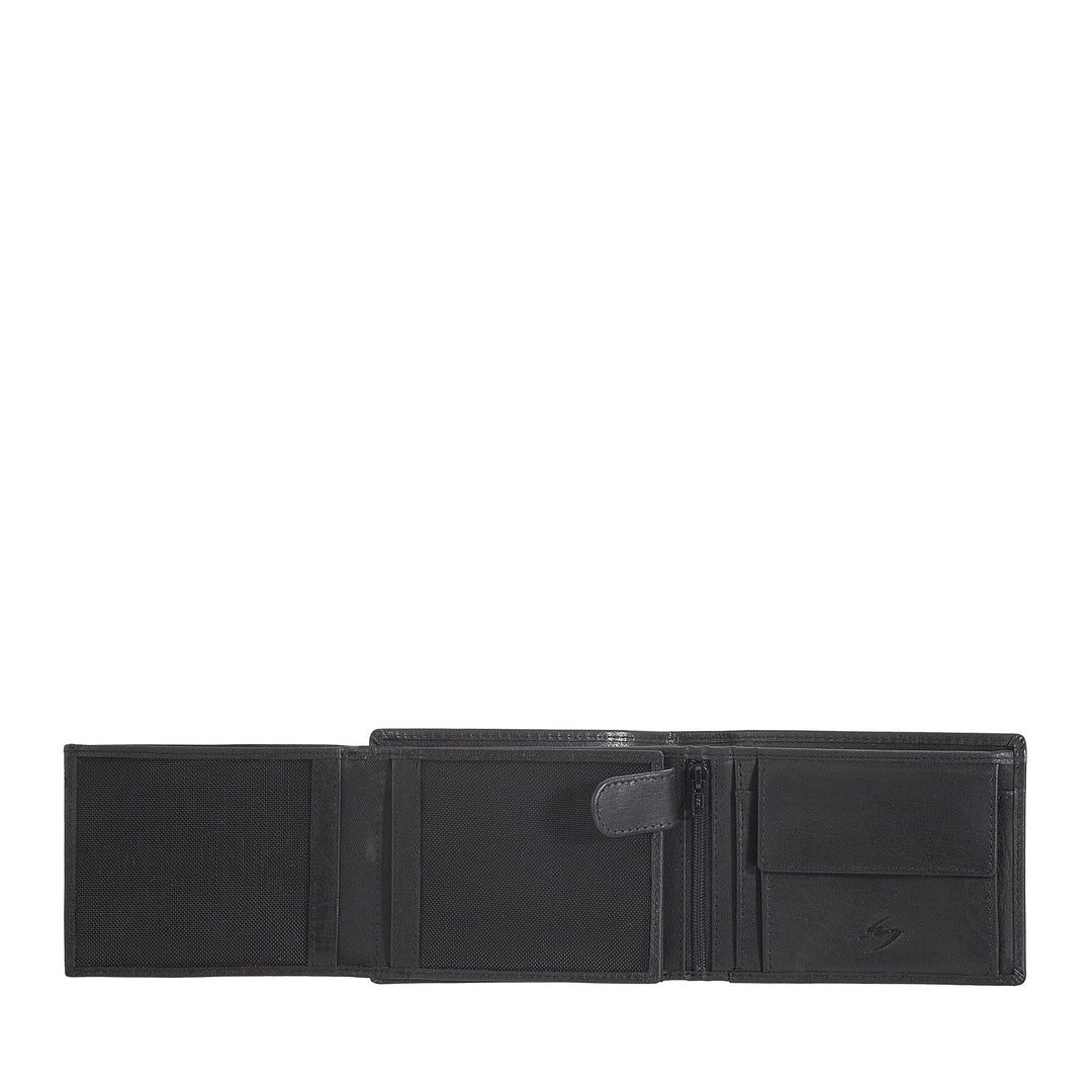 Nuvola Pelle Herren-Brieftasche aus Büffelleder mit Münzfach – klassische Geldbörse mit Innenreißverschluss, Kreditkarten- und Geldscheinfächern, Fotohalter