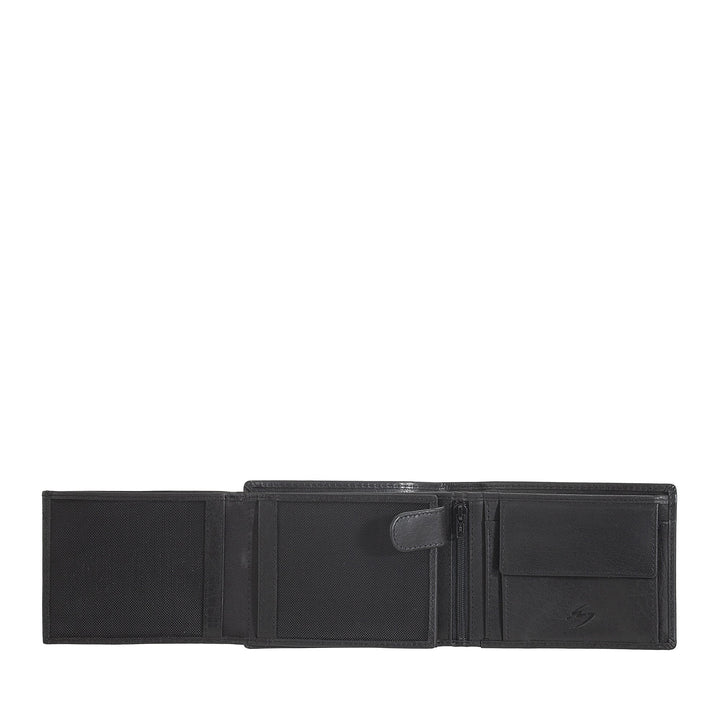 Nuvola Pelle Herren-Brieftasche aus Büffelleder mit Münzfach – klassische Geldbörse mit Innenreißverschluss, Kreditkarten- und Geldscheinfächern, Fotohalter