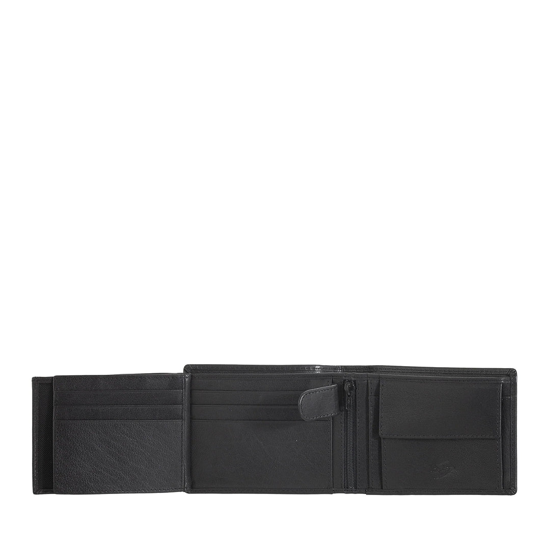 Nuvola Pelle Herren-Brieftasche aus Büffelleder mit Münzfach – klassische Geldbörse mit Innenreißverschluss, Kreditkarten- und Geldscheinfächern, Fotohalter