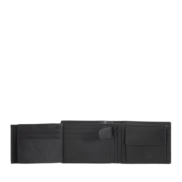Nuvola Pelle Herren-Brieftasche aus Büffelleder mit Münzfach – klassische Geldbörse mit Innenreißverschluss, Kreditkarten- und Geldscheinfächern, Fotohalter