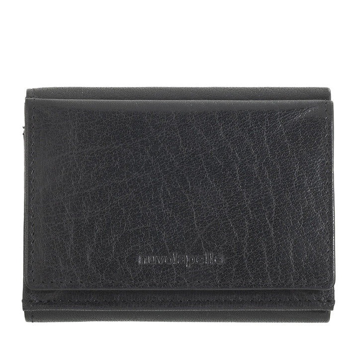 Kleine Geldbörse von Nuvola Pelle für Damen und Herren aus Büffelleder – elegante Trifold-Geldbörse mit Knopf, Münzgeldbörse, Fächer für Karten, Karten und Geldscheine