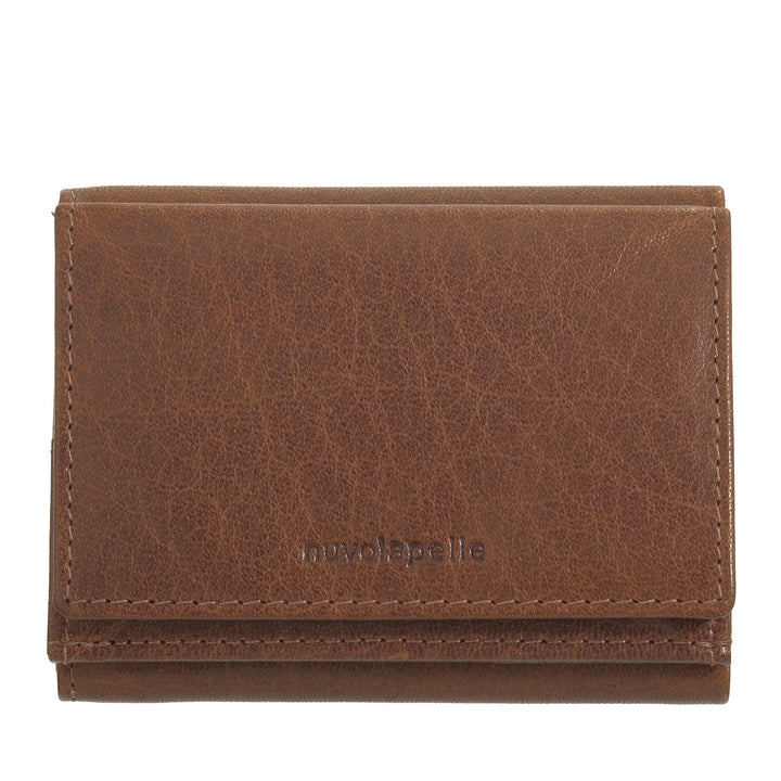 Kleine Geldbörse von Nuvola Pelle für Damen und Herren aus Büffelleder – elegante Trifold-Geldbörse mit Knopf, Münzgeldbörse, Fächer für Karten, Karten und Geldscheine