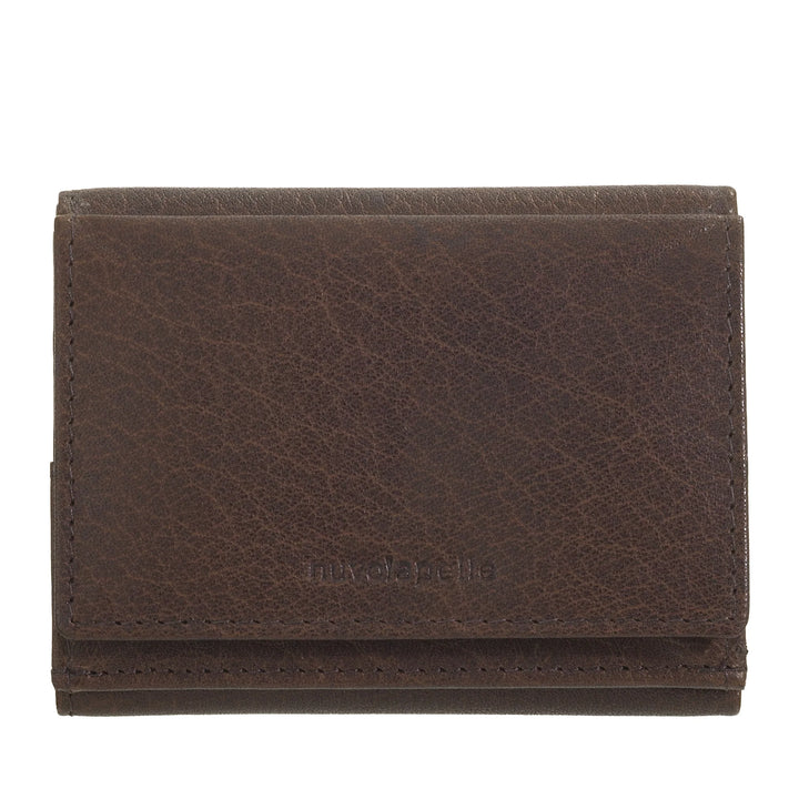 Nuvola Pelle Small Wallet for Men and Women in Buffalo Leather - Elegant Trifold with Button Coin Purse, Compartments for Cards, Cards and Banknotes