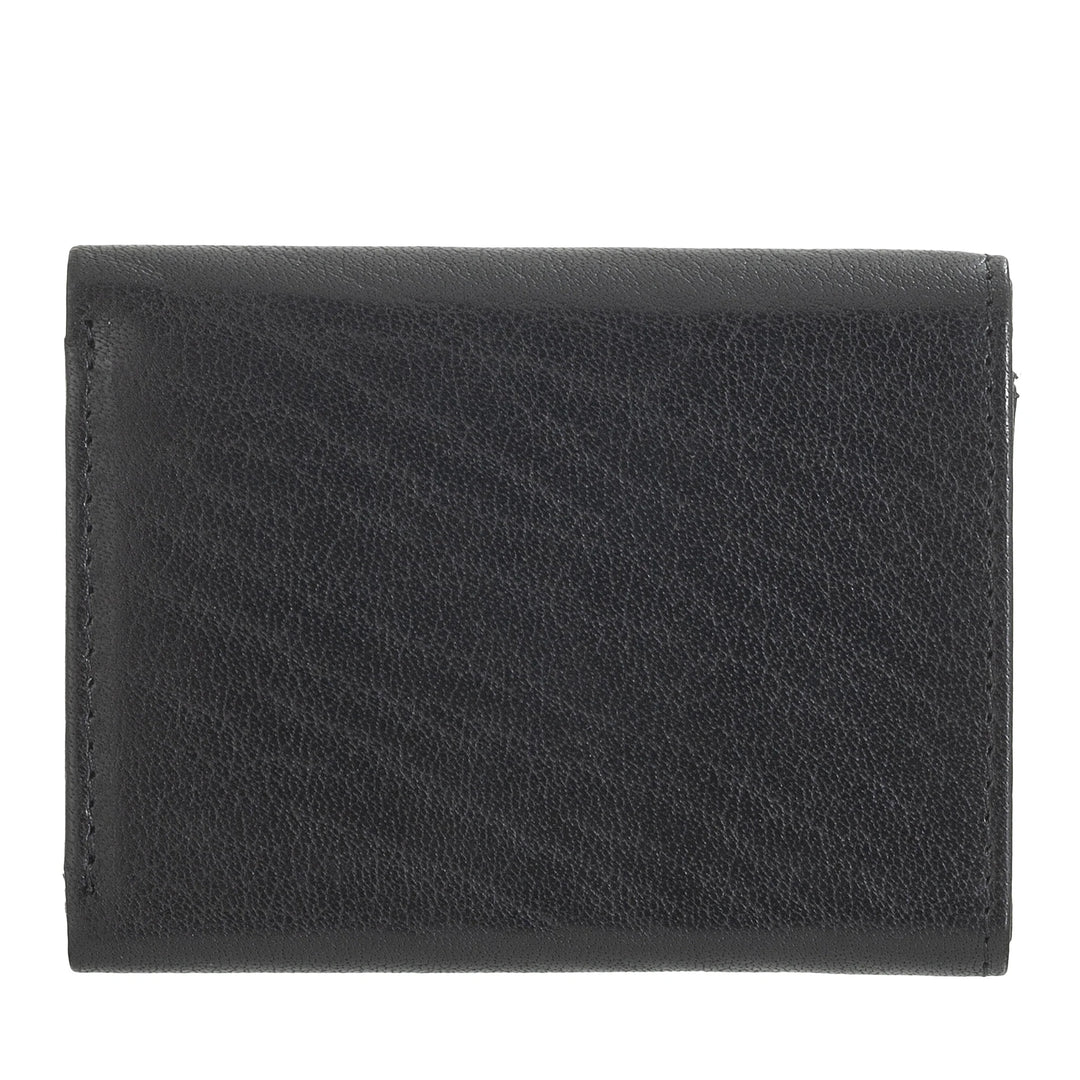 Kleine Geldbörse von Nuvola Pelle für Damen und Herren aus Büffelleder – elegante Trifold-Geldbörse mit Knopf, Münzgeldbörse, Fächer für Karten, Karten und Geldscheine