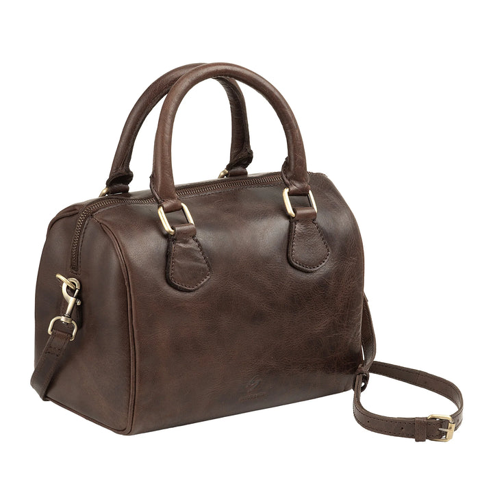 Nuvola Leren Dameshandtas van Echt Buffelleer met Verstelbare Schouderriem – Elegante Vintage Handtas met Ritssluiting en Dubbele Handgreep