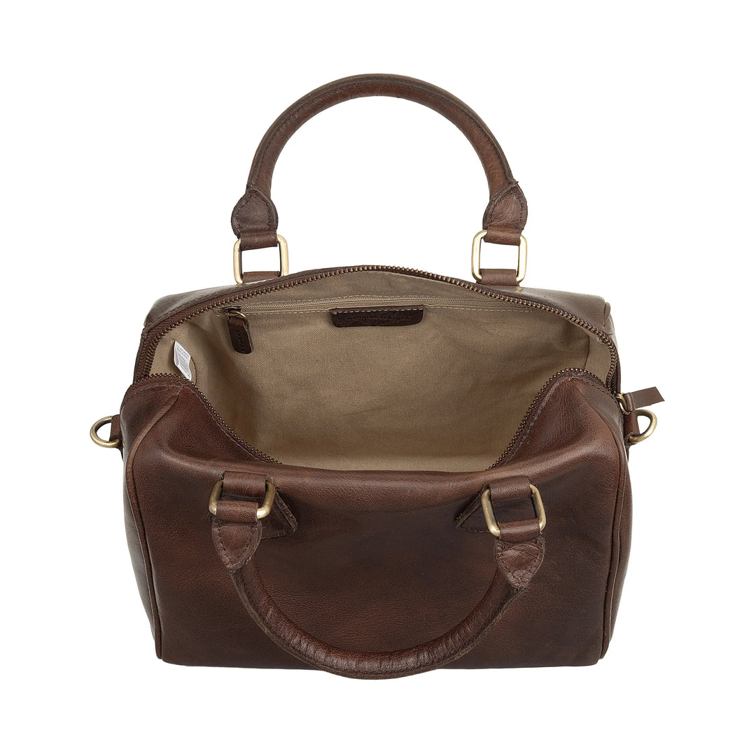 Nuvola Leren Dameshandtas van Echt Buffelleer met Verstelbare Schouderriem – Elegante Vintage Handtas met Ritssluiting en Dubbele Handgreep