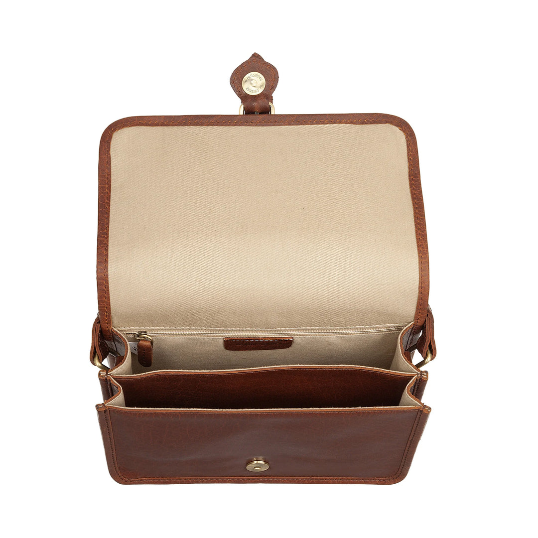 Nuvola Pelle damesschoudertas van echt vintage buffelleer - elegante kleine kleptas met magnetische sluiting met gesp en verstelbare schouderband