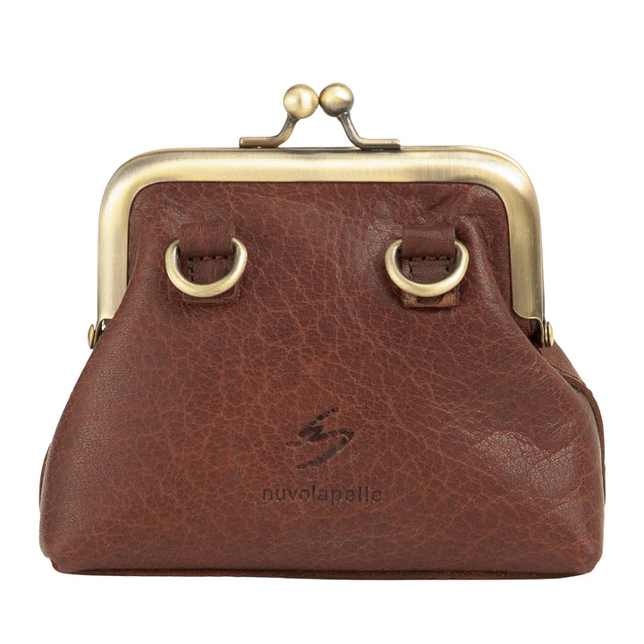 Nuvola Pelle mini-tas voor dames van echt vintage buffelleer met kliksluiting - handgemaakte portemonnee - elegante handtas met afneembare verstelbare schouderriem in retrostijl