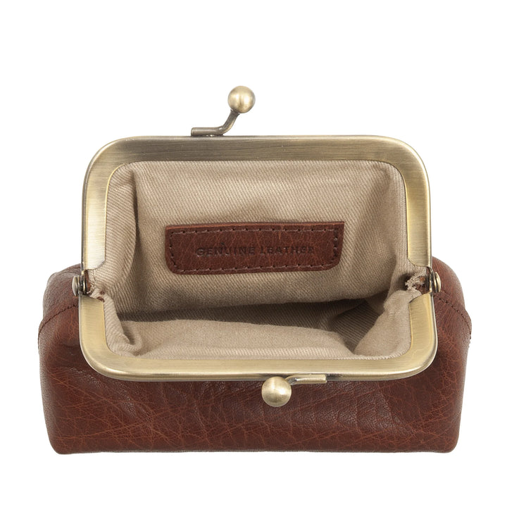 Nuvola Pelle mini-tas voor dames van echt vintage buffelleer met kliksluiting - handgemaakte portemonnee - elegante handtas met afneembare verstelbare schouderriem in retrostijl