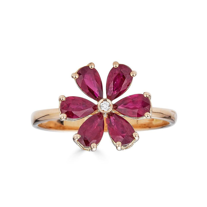 Zydo-Ring mit Diamantblume und roségoldfarbenen Edelsteinen 63841