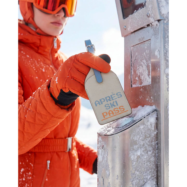 DUDU naamplaatje, echt leer après-ski kofferlabel, reisbagagelabel, anti-verlies adreslabel